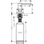 40448800 Hansgrohe A51 SS soap_lotion disenser steel-optic_Stiles_TechDrawing_Image