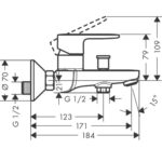 71440003_Hansgrohe Vernis Blend exposed bath mixer_Stiles_TechDrawing_Image