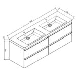 CC Milan White Gloss 4 Drawer Cabinet 1500x500mm_Stiles_TechDrawing_Image