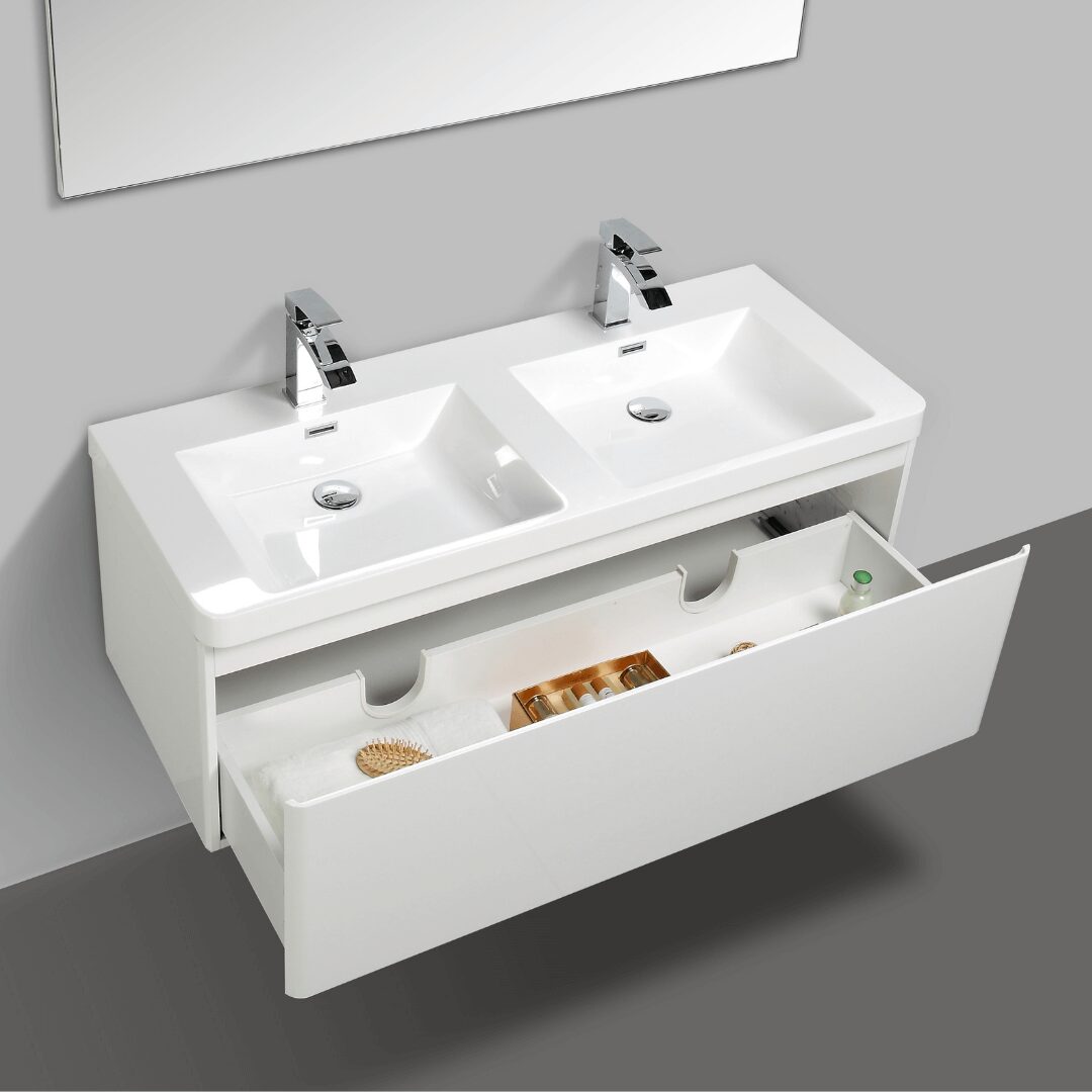 Clear Cube Milan White Cabinet and Basin 480x1200x400mm - Stiles