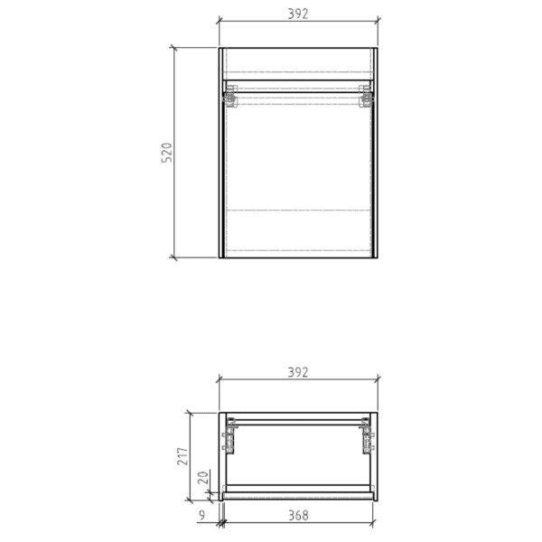 Clear Cube Enzo Concrete Cabinet 400mm_Stiles_TechDrawing_Image