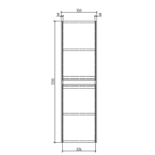 Clear Cube Enzo Concrete Side Cabinet 350x300x1200mm_Stiles_TechDrawing_Image