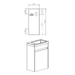 Clear Cube Enzo White Cabinet 400mm_Stiles_TechDrawing_Image2