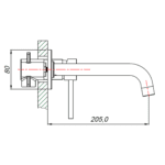 NM0B014 Blutide Neo Black Basin Concealed Mixer with Spout_Stiles_TechDrawing_Image2