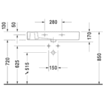 032985 Duravit Vero Furniture Basin 850x130x490mm_Stiles_TechDrawing_Image2