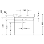 032985 Duravit Vero Furniture Basin 850x130x490mm_Stiles_TechDrawing_Image5