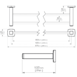 3182 Liquid Red Integrity Double Towel Rail 650mm_Stiles_TechDrawing_Image