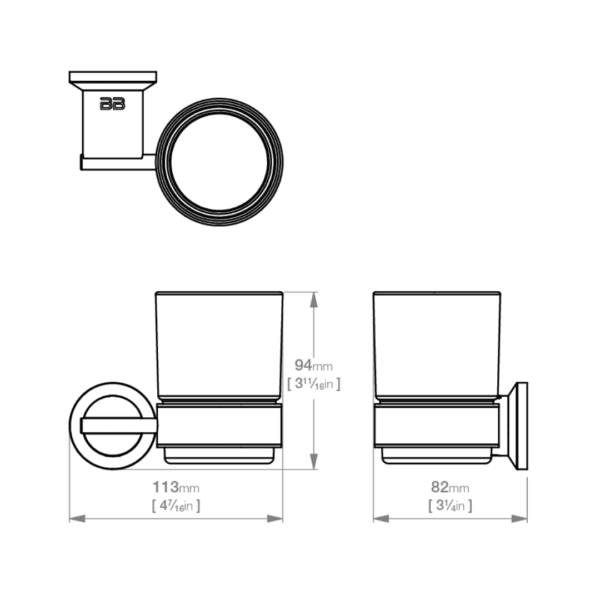 5832POL Bathroom Butler 5800 Glass Tumbler and Holder_Stiles_TechDrawing_Image