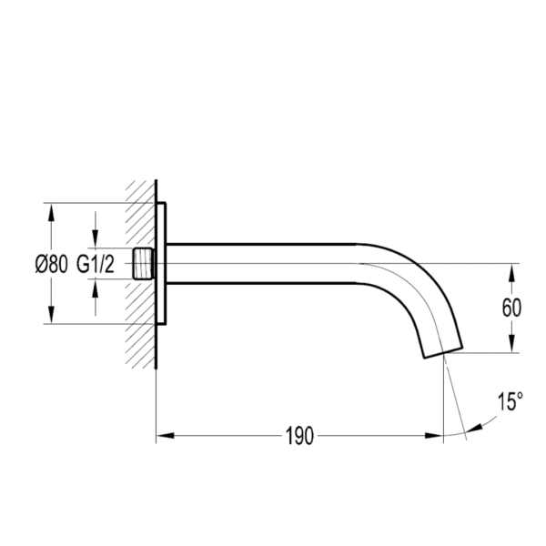 A105MB Gio Bella Long Round Black Spout_Stiles_TechDrawing_Image