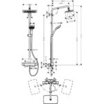 27630-000 Hansgrohe Croma E Shower Pipe with Thermostat 280mm_Stiles_TechDrawing_Image