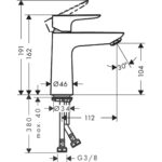 71712-143 Hansgrohe Talis E Brushed Bronze Basin Mixer 110 without waste set_Stiles_TechDrawing_Image