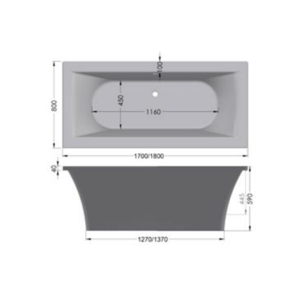 Luximo Bergamo Skirted Bath 1800x800mm_Stiles_TechDrawing_Image