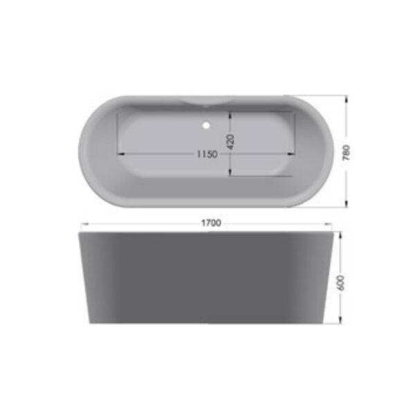 Luximo Budapest FS Bath 1700x780mm_Stiles_TechDrawing_Image