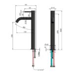 MB03XL.01 Meir Piccola Tall Matt Black Basin Mixer with 130mm spout_Stiles_TechDrawing_Image