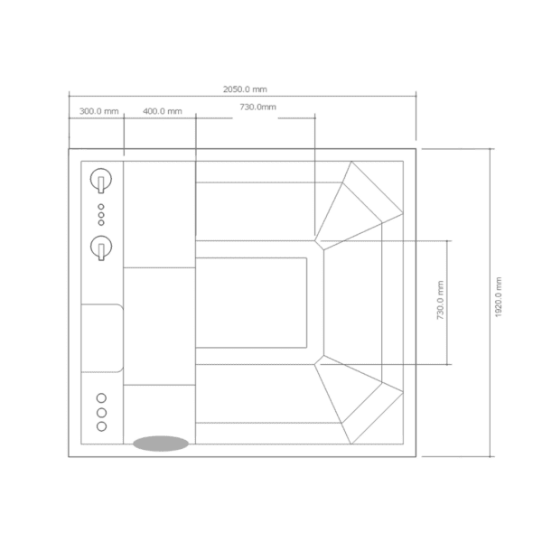Summer Place Lusso Portable Spa 2110x1920mm_Stiles_TechDrawing_Image