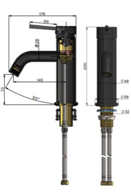 MB03XL.01-CH Meir Piccola Tall Champagne Basin Mixer_Stiles_TechDrawing_Image