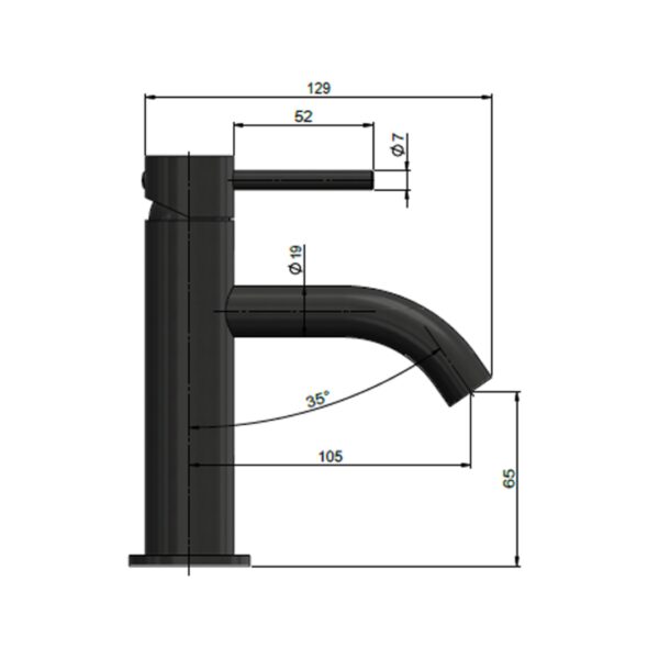 MB03XS-CH Meir Piccola Champagne Basin MIxer_Stiles_TechDrawing_Image