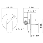 69375E N Extro Concealed Mixer_Stiles_TechDrawing_Image1