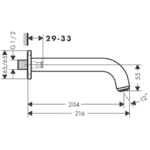 71460670 Hansgrohe Vernis Shape Matt Black Bath Spout_Stiles_TechDrawing_Image