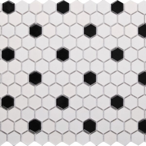 892 Douglas Jones Hexagon Matt White and Gloss Black Dots 260x305mm_Stiles_Product_Image