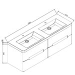 Clear Cube Venice 1500 4D Silver Oak and White Cabinet and Basins_Stiles_TechDrawing_Image