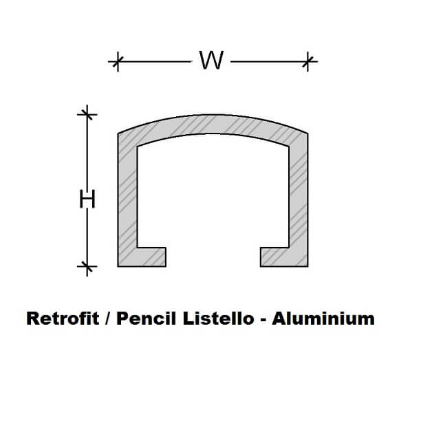 010-LESN12A Sure Strip Retrofit Pencil Listello Alum Polished Silver 1_Stiles_TechDrawing_Image