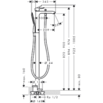 31471000 Hansgrohe Metris Single Lever Bath Mixer Floor Standing_Stiles_TechDrawing_Image