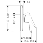 31685003 Hansgrohe Metris Single Lever Shower Mixer Concealed Installation iBox Universal_Stiles_TechDrawing_Image