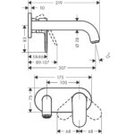 71576670 Hansgrohe Vernis Matt Black Blend FS Basin Mixer_Stiles_TechDrawing_Image