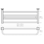 8593 Bathroom Butler 8500 Premium Polished Stainless Steel Towel Shelf and Bar 650mm_Stiles_TechDrawing_Image