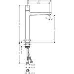 32572003 Hansgrohe Metropol Select Tall Basin Mixer 260mm wo rod_Stiles_TechDrawing_Image