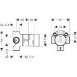 15930180 Hansgrohe Basic Set for Quattro Four-way Diverter_Stiles_TechDrawing_Image