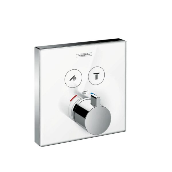 15738400 Hansgrohe ShowerSelect White Chrome Glass Thermostat (2 Functions)_Stiles_Product_Image