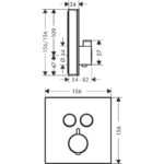 15738400 Hansgrohe ShowerSelect White Chrome Glass Thermostat (2 Functions)_Stiles_TechDrawing_Image