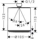 24132700 Hansgrohe Pulsify S Matt White Overhead Shower 1 Jet EcoSmart+_Stiles_Techdrawing_Image