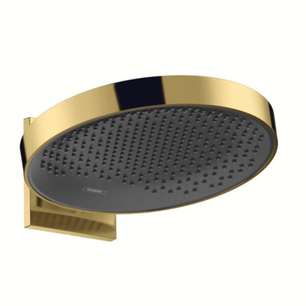 26230990 Hansgrohe Rainfinity Polished Gold Optic Overhead Shower 360mm 1 Jet with Wall Connector_Stiles_Product_Image