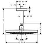 26467000 Hansgrohe Raindnce Select S Shower Head 240mm_Stiles_TechDrawing_Image