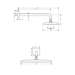 26605000 Hansgrohe Raindance E EcoSmart 9 l:minute Shower Head 360mm_Stiles_TechDrawing_Image