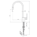 Newform X-Light Round Sink Mixer (with pull-out spout)_Stiles_TechDrawing_Image