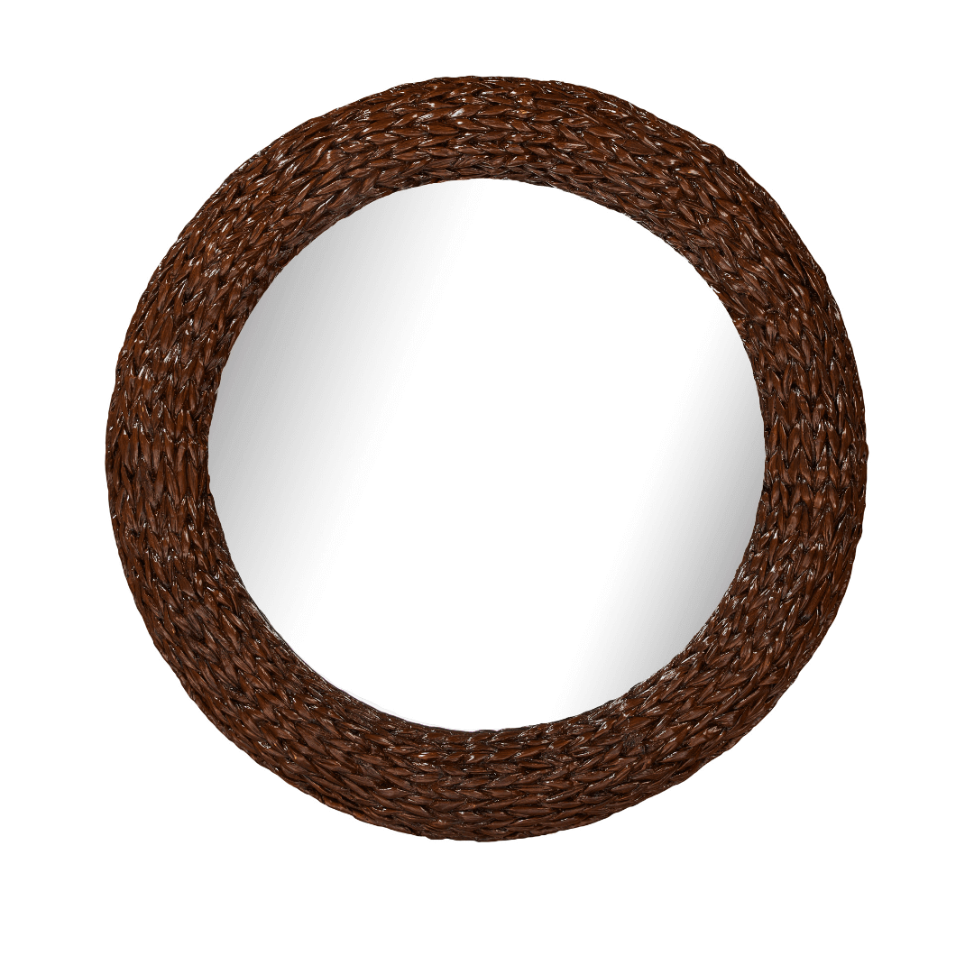 Paramount Mirrors Round Wicker Mahogany Mirror 700x700mm - Stiles