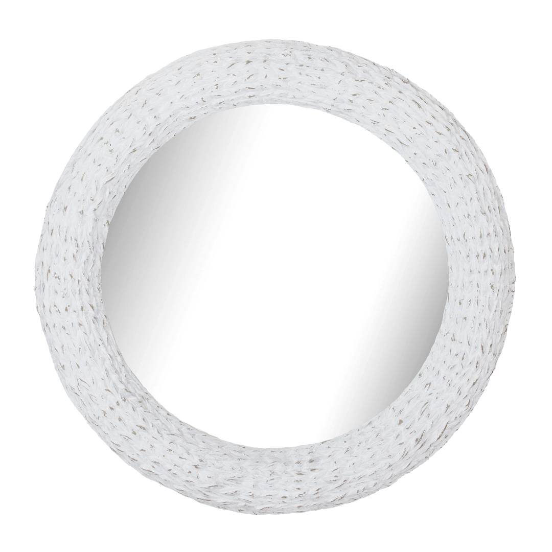 Paramount Mirrors Round Wicker White Wash Mirror 700x700mm - Stiles