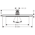 26220670 Hansgrohe Croma Matt Black Shower Head 280mm_Stiles_TechDrawing_Image