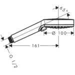 26270670 Hansgrohe Vernis Blend Matt Black Hand Shower 100mm_Stiles_TechDrawing_Image