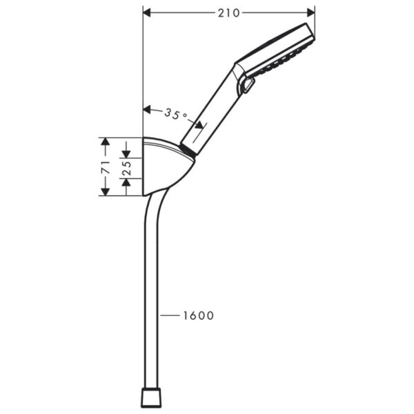 26273000 Hansgrohe Vernis Blend Hand Shower Set 100mm Vario with Hose 1600mm_Stiles_TechDrawing_Image