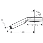 26331400 Hansgrohe Crometta White Chrome Hand Shower 100mm_Stiles_TechDrawing_Image