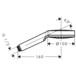 26334400 Hansgrohe Crometta White Chrome EcoSmart 6 l:minute Hand Shower 100mm _Stiles_TechDrawing_Image