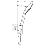 26412400 Hansgrohe Croma Select E White Chrome Hand Shower Set 110mm with Hose 1600mm_Stiles_TechDrawing_Image
