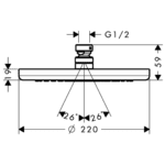 26465000 Hansgrohe Croma EcoSmart Shower Head 220mm_Stiles_TechDrawing_Image