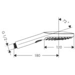 26520000 Hansgrohe Raindance Select E Hand Shower 120mm_Stiles_TechDrawing_Image