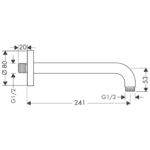 27409000 Hansgrohe Shower Arm 241mm_Stiles_TechDrawing_Image